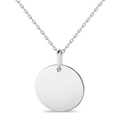 Sterling Silver Flat Engravable Disc w/Rhodium-plating - L-4100 Sterling Silver Flat Engravable Disc w/Rhodium-plating - L-4100